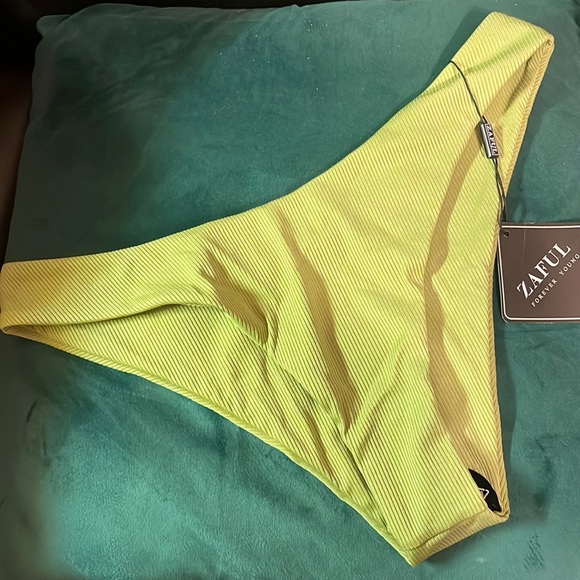 •ZAFUL•NWT LIME GREEN RIBBED HIGH LEG BIKINI BOTTOMS SIZE MEDIUM - Picture 4 of 7